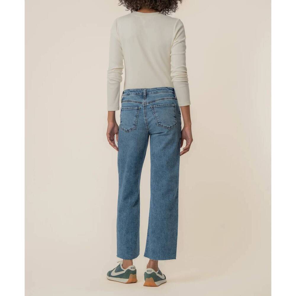 NEW KUT FROM THE KLOTH charlotte high rise wide leg jeans with raw hem in star - Picture 3 of 7